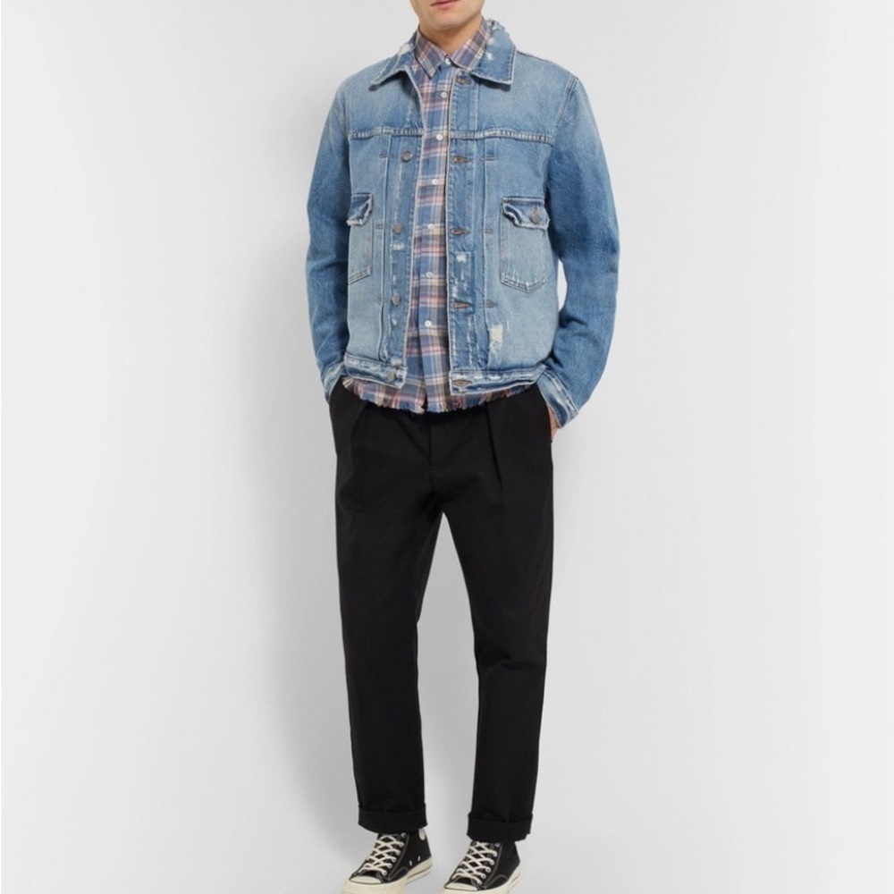 Frame - L'homme Slim-Fit Distressed Denim Jacket - Men - Blue